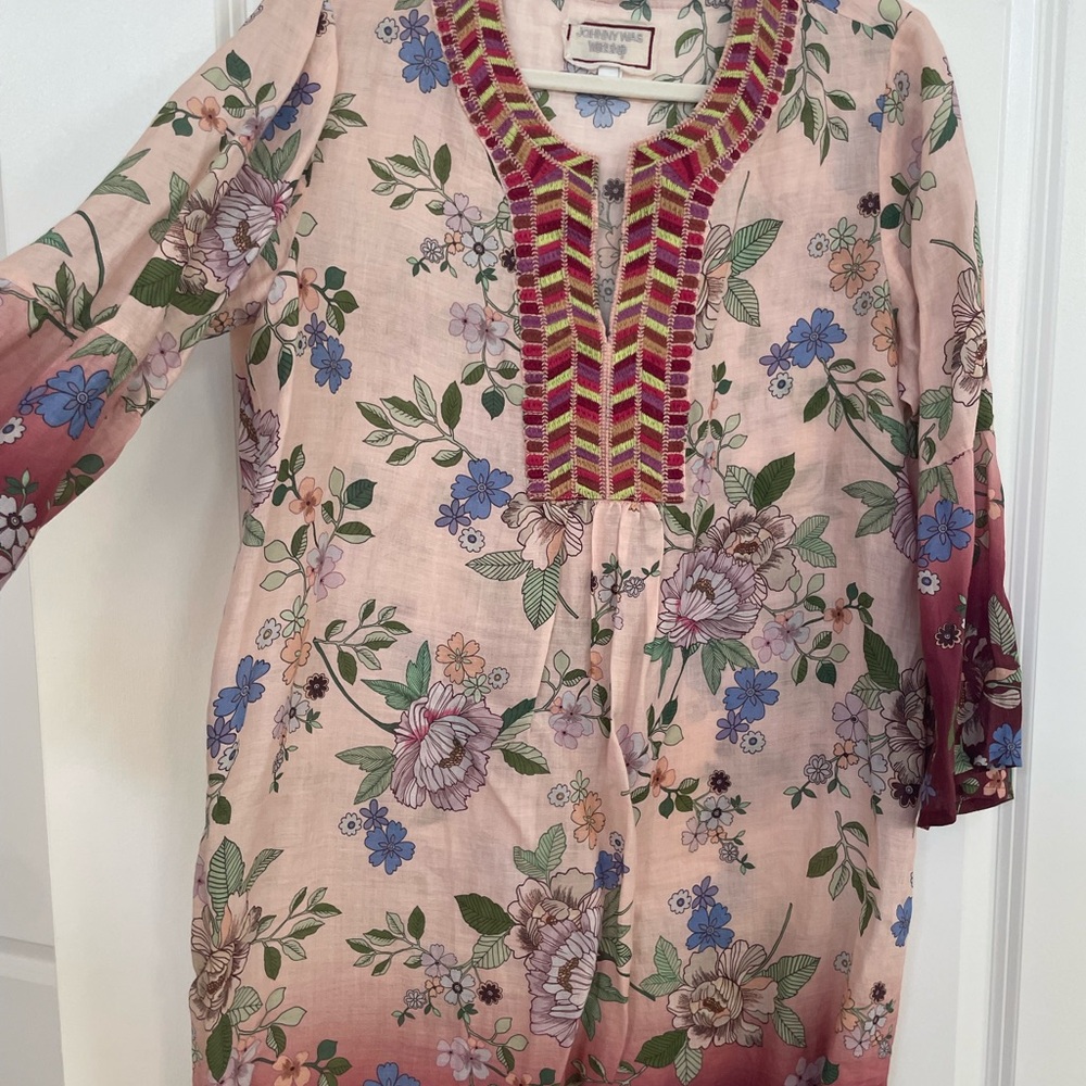 Johnny Was Floral Embroidered Tunic Dress